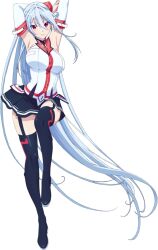 1girl artist_request ataraxia_academy_school_uniform bad_source black_boots boots breasts chidorigafuchi_aine garter_straps highleg highleg_leotard large_breasts leotard long_hair masou_gakuen_hxh miyai_kana school_uniform skirt sleeveless sleeveless_turtleneck tagme turtleneck very_long_hair