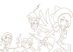Rule 34 | 4girls, absurdres, animification, breasts, camera, card, cardcaptor sakura, cosplay, fingerless gloves, from side, gloves, hair ribbon, hairband, highres, kero (cardcaptor sakura), kinomoto sakura, legs, long hair, looking at viewer, magical girl, manari, medium breasts, monochrome, multiple girls, nakoruru, one eye closed, recording, rera, ribbon, rimururu, samurai spirits, school uniform, short hair, siblings, sideboob, sisters, sketch, skirt, small breasts, snk, thighs, tomoeda middle school uniform, video camera, wink