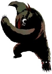 Rule 34 | absurdres, angry, animal focus, bandana, bear, brown eyes, brown fur, claws, fangs, fujisawa tomio, full body, highres, no humans, non-web source, red bandana, simple background, spiked anklet, tekken, tekken tag tournament 2, white background