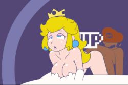 1boy 1girl 1up animated animated_gif bouncing_breasts breasts crown gameplay_mechanics hat hetero high_heels jewelry lowres mario mario_(series) minuspal nintendo nude orgasm princess_peach sex super_mario_bros._1 text_focus