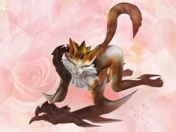 1girl 3d animal_ears ass breasts cat cat_ears cat_tail claws female_focus full_body furry furry_female gradient_background mynx official_art solo tail toukiden whiskers yellow_eyes