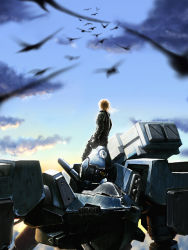 armored_core bird fromsoftware helmet mecha pilot raven robot short_hair sky