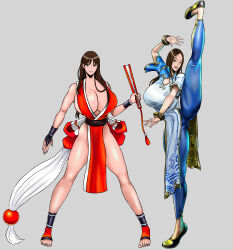 breasts capcom chun-li fatal_fury huge_breasts long_hair shiranui_mai street_fighter street_fighter_6 whalehee