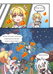 2boys 3d_background 6+girls absurdres aerial_battle ahoge atawatsho battle black_eyes black_hair blonde_hair blue_hair chinese_clothes comic commentary detached_sleeves dragon_ball dragonball_z english_commentary english_text engrish_commentary engrish_text fighting ganyu_(genshin_impact) genshin_impact green_hair grey_hair hair_between_eyes hat highres hu_tao_(genshin_impact) jiangshi long_hair long_sleeves lumine_(genshin_impact) multiple_boys multiple_girls paimon_(genshin_impact) parody pink_hair purple_hair qingdai_guanmao qiqi_(genshin_impact) ranguage scoreboard shenhe_(genshin_impact) short_hair short_hair_with_long_locks sidelocks waking_up watching white_hair whiteboard xiangling_(genshin_impact) xiao_(genshin_impact) yanfei_(genshin_impact) yellow_eyes zhongli_(genshin_impact)