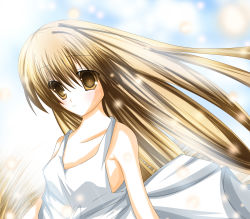 Rule 34 | 00s, 1girl, bad id, bad pixiv id, brown eyes, brown hair, clannad, dress, female focus, girl from the illusionary world, highres, long hair, solo, sparkle, tabuchi (tabuchisanchi), tabuchisan