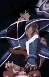2boys anal anal_fluid anus armor bara black_eyes black_hair cape clothing_aside commentary cum cum_in_ass dark-skinned_male dark_skin doggystyle dragon_ball dragon_ball_z:_the_tree_of_might dragonball_z drooling from_above from_behind grey_armor hand_on_another&#039;s_ass hand_on_own_ass looking_at_penis looking_back looking_down male_focus male_underwear male_underwear_aside monkey_boy monkey_tail multiple_boys muscular muscular_male muscular_uke oguri_shun open_mouth penis pov pov_crotch pov_hands red-tinted_eyewear saiyan_armor scouter sex sex_from_behind short_hair skindentation spiked_hair sweat tail tail_around_waist tan teeth tinted_eyewear tullece underwear unworn_cape upper_teeth_only well_used_anus white_cape yaoi