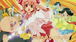 Rule 34 | 00s, 2boys, 3girls, alterego, anime screenshot, behoimi, black hair, blonde hair, delinquent, dual persona, glasses, hat, humanoid robot, jewelry, lab coat, multiple boys, multiple girls, necklace, necktie, pani poni dash!, pink hair, rebecca miyamoto, red eyes, robot, running, salute, school uniform, serafuku, short twintails, skirt, snake, twintails, yankee (pani poni dash!)
