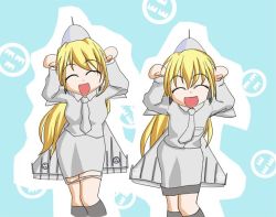 2girls aircraft airplane blonde_hair caramelldansen jet mecha_musume military multiple_girls saab_gripen saab_viggen suzuno_kisara suzushino_kisara