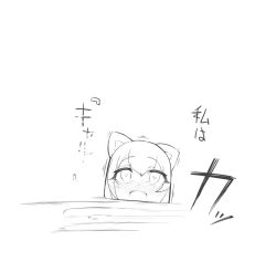 1girl animal_ears cat_ears crying crying_with_eyes_open daruma_otoshi empty_eyes greyscale mind_break monochrome nekono_matatabi original personification solo tears what