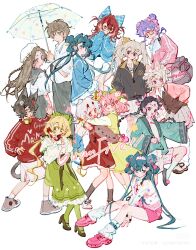 absurdres animal bad_tag blonde_hair cat double highres holding jewelry low non-web_source pleated sailor sample_watermark transparent twin watermark