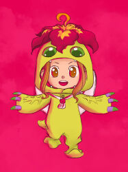 Rule 34 | 1girl, cosplay, digimon, female focus, happy, highres, looking at viewer, palmon, palmon (cosplay), smile, solo, tachikawa mimi