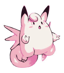 Rule 34 | absurdres, black eyes, bluekomadori, blush stickers, claws, clefable, commentary, english commentary, full body, gen 1 pokemon, highres, looking ahead, nintendo, no humans, open mouth, pokemon, pokemon (creature), simple background, solo, white background