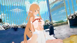 1boy 1girl 3d airusuzaki animated asuna_(sao) bare_shoulders blonde_hair blush bouncing_breasts braid braided_ponytail breasts brown_eyes brown_hair cheating_(relationship) clothed_female_nude_male clothed_sex cowgirl_position crown crown_braid dress girl_on_top hetero highres implied_sex koikatu large_breasts long_hair moaning navel nude oberon_(sao) pointy_ears self-upload sex smile solo_focus straddling sword_art_online titania_(sao) very_long_hair video wedding_dress