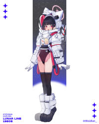 Rule 34 | 1girl, alternate costume, animal ear headwear, animal ears, apron, bag, black hair, black leotard, black thighhighs, blue archive, blush, boots, cat ears, cat girl, colored inner animal ears, colored inner hair, fake animal ears, gloves, helmet, highres, holding, holding bag, jacket, kazusa (blue archive), leotard, looking at viewer, maid headdress, multicolored hair, open mouth, pink apron, pink eyes, pink hair, ranyu, see-through apron, see-through clothes, short apron, solo, space helmet, spacesuit, thighhighs, two-tone hair, white bag, white boots, white gloves, white jacket