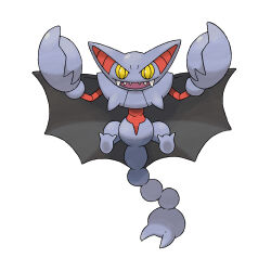 animal_focus arms_up colored_sclera full_body gen_4_pokemon gliscor nintendo no_humans official_art open_mouth pincers pokemon pokemon_(creature) pokemon_dppt pokemon_focus sharp_teeth simple_background smile solo sugimori_ken teeth third-party_source white_background wings yellow_eyes yellow_sclera