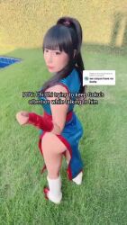 1girl animated asian ass ass_clapping black_gloves bonn1ethebunny chi-chi_(dragon_ball) chi-chi_(dragon_ball)_(cosplay) clapping cosplay dragon_ball gloves meme music pov tagme thighs video