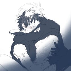 Rule 34 | 2boys, ass, blush, bottomless, cowgirl position, gloves, hatake kakashi, hug, implied sex, long sleeves, male focus, multiple boys, naruto (series), naruto shippuuden, scar, scar on face, sex, short hair, spiked hair, straddling, uchiha obito, vosovic, yaoi