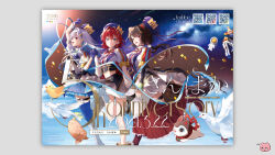 3girls :3 :d ange_katrina ange_katrina_(1st_costume) animal_ears animal_hair_ornament anniversary arm_up artist_collaboration artist_self-insert banken_(inui_toko) bare_legs beret bird black_jacket black_shirt black_skirt black_sleeves blue_eyes blue_gloves blue_hair blue_ribbon blue_skirt blue_sky blue_thighhighs blunt_bangs boots border braid breasts brown_boots brown_hair brown_tail character_name charm_(object) clawed_boots colored_inner_hair commentary_request confetti copyright_notice crossed_bangs crown_hat_ornament dated dog_ears dog_girl dog_tail dove english_text fangs flower flying frilled_skirt frills glint gloves gold_trim green_sleeve_cuffs grey_border grin group_name hair_behind_ear hair_between_eyes hair_flower hair_intakes hair_ornament hair_ribbon hairclip half_gloves hand_up hat hat_loss heterochromia high-waist_skirt highres holding_hands inui_toko inui_toko_(1st_costume) jacket joge_kuma knee_boots lace-up_boots layered_skirt leg_up legwear_garter lize_helesta lize_helesta_(1st_costume) long_hair long_ribbon long_skirt long_sleeves looking_at_viewer looking_to_the_side low_twintails mandragora mandragora_(ange_katrina) medium_breasts midriff milky_way miniskirt mixed-language_text monocle multicolored_hair multiple_girls navel neck_ribbon nijisanji nijisanji_idol_uniform open_mouth pleated_skirt profile puffy_short_sleeves puffy_sleeves purple_eyes purple_hat qr_code red_eyes red_hair red_ribbon red_skirt reflection revealing_layer ribbon rinderon0722 rope sanbaka_(nijisanji) sanbaka_anniversary_outfit sebastian_piyodore shimenawa shirt shooting_star short_hair short_sleeves skirt sky small_breasts smile spacesuit standing standing_on_one_leg star_(sky) starry_sky_background streaked_hair tail tail_under_clothes teeth thigh_strap thighhighs triangle_hair_ornament twintails twitter_username two-tone_hair unworn_hat unworn_headwear upper_teeth_only very_long_hair virtual_youtuber walking watermark web_address white_bird white_boots white_hair white_jacket white_skirt white_wrist_cuffs wrist_cuffs wrist_ribbon yellow_bird yellow_eyes zettai_ryouiki