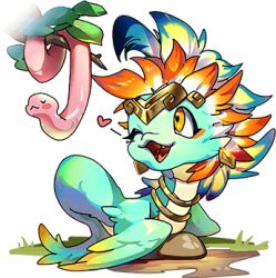 amphiptere animal dragon dragon_village_(series) dragon_village_collection feathered_wings game_cg green_wings headpiece heart jewelry looking_to_the_side lowres neck_ring no_humans official_art one_eye_closed orange_eyes outdoors snake spoken_heart third-party_source transparent_background wings zael_delta zael_delta_(liberated)