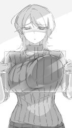 Rule 34 | 1girl, artist request, breast press, breasts, faust (project moon), large breasts, limbus company, monochrome, pants, project moon, tagme