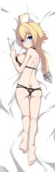 1girl ahoge ass blazblue blonde_hair blue_eyes braid breasts butt_crack dakimakura_(medium) es_(xblaze) hair_between_eyes hair_ornament highres huge_ahoge kaname_nagi large_breasts long_hair single_braid underwear xblaze xblaze_code:_embryo