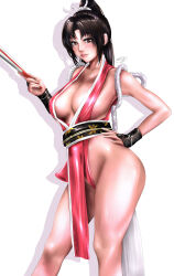 1girl breasts brown_eyes curvy fatal_fury large_breasts long_hair shiranui_mai the_king_of_fighters wide_hips