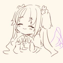 1girl blush clenched_hands commentary_request deformed drawn_tail dream_believers flower hair_flower hair_ornament highres link!_like!_love_live! love_live! official_alternate_costume osawa_rurino paw_pose shin_(shnnnnrn1) short_sleeves solo spot_color tail tail_wagging twintails virtual_youtuber