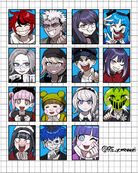 Rule 34 | + +, 6+boys, 6+girls, ^ ^, absurdres, amemiya darumi, aotsuki eito, black choker, black hair, black hairband, black hat, blue hair, blue hat, choker, clenched hands, closed eyes, dark-skinned female, dark-skinned male, dark skin, eyepatch, furukawa (yomawari), ginzaki shouma, glasses, green hat, grey hair, grin, hairband, hashtag-only commentary, hat, highres, jacket, kawana tsubasa, kirifuji nozomi, laughing, long hair, magadori kyoshika, makeup, maruko gaku, mojiro moko, multicolored hair, multiple boys, multiple girls, omokage yugamu, one eye closed, oosuzuki kurara, open mouth, pink hair, pointing, pointing at viewer, purple hair, red eyes, red hair, red jacket, runny makeup, school uniform, shizuhara hiruko, simple background, smile, streaked hair, sumino takumi, sunglasses, the hundred line -last defense academy-, tongue, tongue out, tsukumo ima, tsukumo kako, twitter username, white hairband, yakushiji takemaru