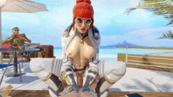 apex_legends cowgirl_position horizon_(apex_legends) mature_female red_hair straddling