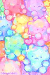 :3 artist_name bear candy colorful commentary english_commentary food food_focus gummy_bear highres neogeopet no_humans original sparkle star_(symbol) yume_kawaii