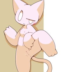 1girl 2channel cat female_focus furry furry_female pussy shii solo spread_pussy white_eyes