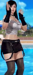 3d animated animated_gif dead_or_alive kokoro_(doa) outdoors pool skirt water wet