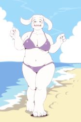 artist_request furry open_mouth swimsuit toriel undertale