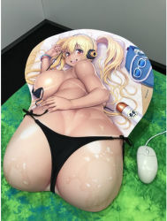 Rule 34 | 1girl, ass, ass mousepad, blonde hair, breasts, butt crack, dark-skinned female, dark skin, female focus, huge ass, huge breasts, looking back, mousepad (medium), nitroplus, photo (medium), solo, super pochaco, tsuji santa