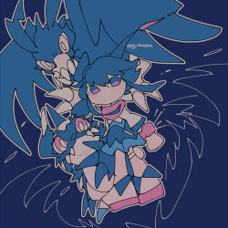 Rule 34 | digimon, digimon (creature), gabumon (black), horns, long hair, looking at viewer, saberdramon, shiki (digimon world -next 0rder-), skirt, wings