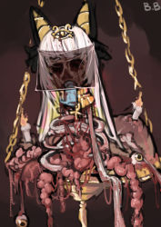 animal_ears bad_id bad_pixiv_id bastet_(mythology) bb_(artist) blood bone cat_ears dildo ero_guro guro heart korean_text mutilation organs sex_toy veins