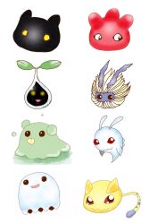 Rule 34 | antennae, cat, digimon, digimon (creature), highres, koromon, leaf, mochimon, nyaromon, pacifier, poyomon, pukamon, pyocomon, tail, tanemon, tunomon