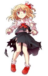 1girl alphes_(style) ascot black_dress black_vest blonde_hair blouse collar collared_shirt commentary_request crying crying_with_eyes_open dairi defeat dress frilled_collar frilled_sleeves frills full_body hair_ribbon large_variant_set long_sleeves looking_at_viewer mary_janes parody red_ascot red_eyes red_ribbon red_shoes ribbon rumia shirt shoes socks solo style_parody tachi-e tears torn_ascot torn_clothes torn_dress torn_shirt torn_sleeves torn_vest touhou transparent_background two-tone_ribbon variant_set vest white_ribbon white_sleeves white_socks white_trim