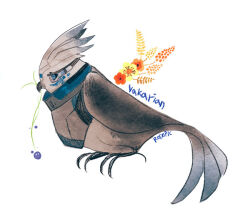 1boy agatemano bird flower garrus_vakarian mass_effect_(series) tumblr white_background