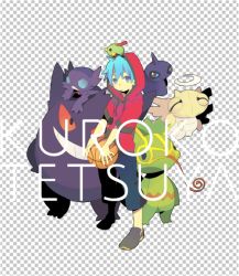 1boy azuma_seiji bad_id blue_eyes blue_hair crossover gen_1_pokemon gen_2_pokemon gen_3_pokemon gengar hood hoodie kecleon kleckon kuroko_no_basuke kuroko_tetsuya looking_at_viewer ninjask nintendo pokemon pokemon_(creature) sableye short_hair shuppet xatu
