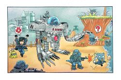 Rule 34 | ?, anger vein, arms up, assault rifle, backpack, bag, baseball cap, beach, black gloves, black hat, blank eyes, blue hat, cable, camouflage, claws, clenched teeth, closed eyes, cockpit, combat helmet, commandramon, digimon, digimon (creature), digimon seekers, digital camouflage, digitama, egg, espimon, faucet, firing, fleeing, gloves, gun, hand on another&#039;s head, hat, head grab, helmet, hiding, holding, holding egg, holding gun, holding weapon, jacket, lifting person, mecha, mechanorimon, muzzle flash, numemon, open mouth, outdoors, painting (medium), palm tree, red eyes, reptile, rifle, robot, running, sand, shouting, speech bubble, spoken anger vein, spoken question mark, stalk eyes, sweatdrop, tamahime satsuki, taragraphika, teeth, traditional media, tree, watching, water, watercolor (medium), weapon, wheel o feet