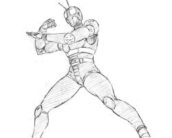 Rule 34 | 1boy, antennae, armor, belt, black bodysuit, bodysuit, compound eyes, full body, gloves, kamen rider, kamen rider black, kamen rider black (series), kingstone, kubo tite (style), looking at viewer, male focus, monochrome, rakusakugk, rider belt, simple background, solo, standing, white background