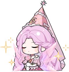 Rule 34 | 1girl, argyle clothes, argyle hat, artist request, blush stickers, chibi, choker, closed eyes, closed mouth, crescent print, cropped legs, detached sleeves, dress, drill hair, enchanted encounter (infinity nikki), expressionless, fairy wings, frilled headwear, frilled sleeves, frills, gloves, gown, hat, holding, holding wand, infinity nikki, long dress, long hair, nikki (series), notice lines, official art, parted bangs, pink dress, pink hair, pink hat, pink sleeves, pink veil, pink wings, pleated sleeves, purple choker, short sleeves, sidelocks, solo, sparkle, star (symbol), star print, strapless, strapless dress, transparent background, transparent wings, veil, very long hair, wand, white gloves, wings