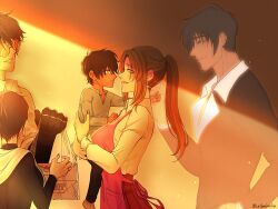 2boys 2girls artist_name black_hair couple dark-skinned_male dark_skin father_and_son formal_clothes glasses highres luciferalucifia meryl_stryfe milly_thompson mother_and_son multiple_boys multiple_girls nicholas_d._wolfwood signature spirit suit trigun twitter_username vash_the_stampede