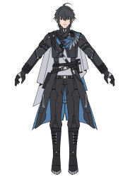 Rule 34 | 1boy, ahoge, black eyes, black gloves, black hair, black jacket, black pants, commandant (pgr), full body, gloves, grey shirt, highres, jacket, military, military uniform, original, pants, punishing: gray raven, shirt, solo, trnr, white background