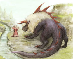 behemoth blonde_hair final_fantasy final_fantasy_tactics hat monster nature orator_(fft) roten tree