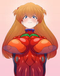 Rule 34 | 1girl, blue eyes, bodysuit, breasts, highres, hijiri ijiri, impossible bodysuit, impossible clothes, large breasts, long hair, looking at viewer, mecha pilot suit, neon genesis evangelion, orange hair, plugsuit (evangelion), red bodysuit, skin tight, solo, souryuu asuka langley