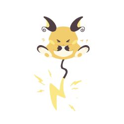 &gt;_&lt; closed_eyes commentary_request daifuku_(pokefuka_art) full_body gen_1_pokemon highres lightning_bolt_symbol nintendo no_humans pokemon pokemon_(creature) pokemon_focus raichu simple_background solo white_background