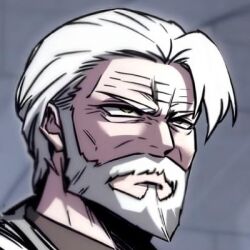1boy academy_sashimi_sword_master angry beard facial_hair manga_illustration nibelung_siegfried old short_hair source_request white_hair