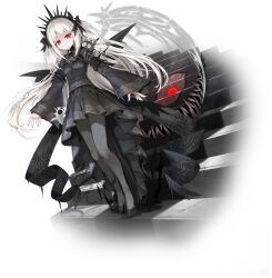 Rule 34 | 1girl, a bao a qu the lightless shadow, absurdres, anonymous (yu-gi-oh!), ascot, black ascot, black dress, breasts, darkness, demon wings, dress, fingernails, game cg, ghost, glowing, glowing eyes, hair ribbon, hairband, highres, long hair, looking at viewer, non-web source, one-eyed, pale skin, pantyhose, pointy ears, red eyes, ribbon, scythe, shadow, sharp fingernails, small breasts, solo, spiked hairband, spikes, stairs, stitched, teeth, third-party edit, very long hair, weapon, weapon on back, white hair, wide sleeves, wings, yu-gi-oh!, yu-gi-oh! master duel